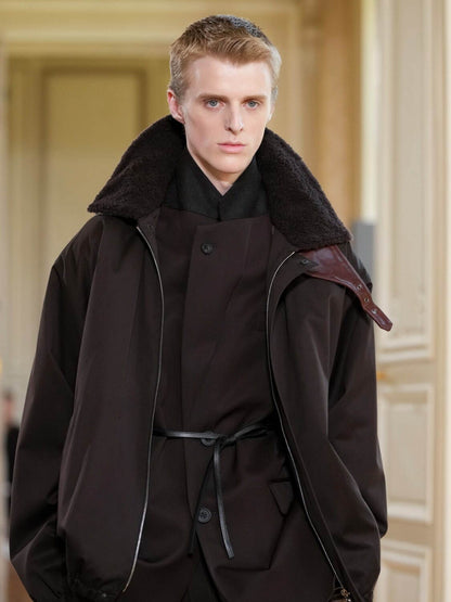 ssstein MOUTON COLLAR PADDED JACKET DARK BROWN 通販 RUNWAY