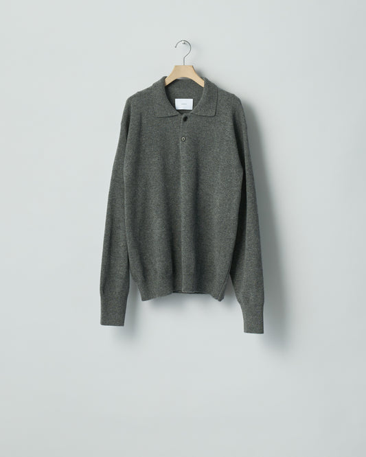 ssstein EXTRA FINE WOOL KNIT POLO LS GREY 物撮り 通販