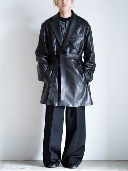 ssstein LAMBS LEATHER HALF COAT  着用画像 全体 通販