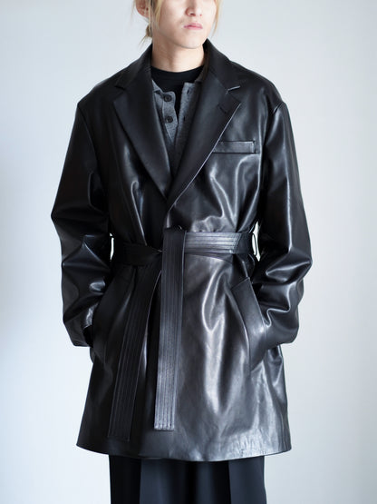 ssstein LAMBS LEATHER HALF COAT  着用画像 トップス 通販